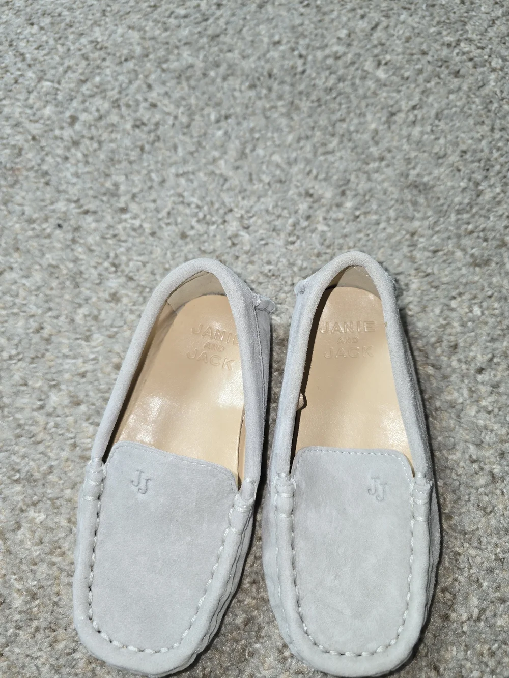 Janie and Jack Light Gray Suede Slip-On Loafers Size 7